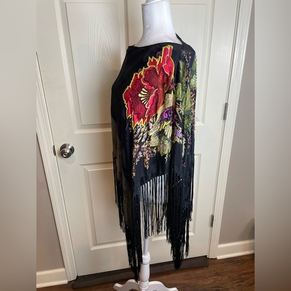 ETRO SILK beaded floral CAPE poncho - Picture 2 of 13